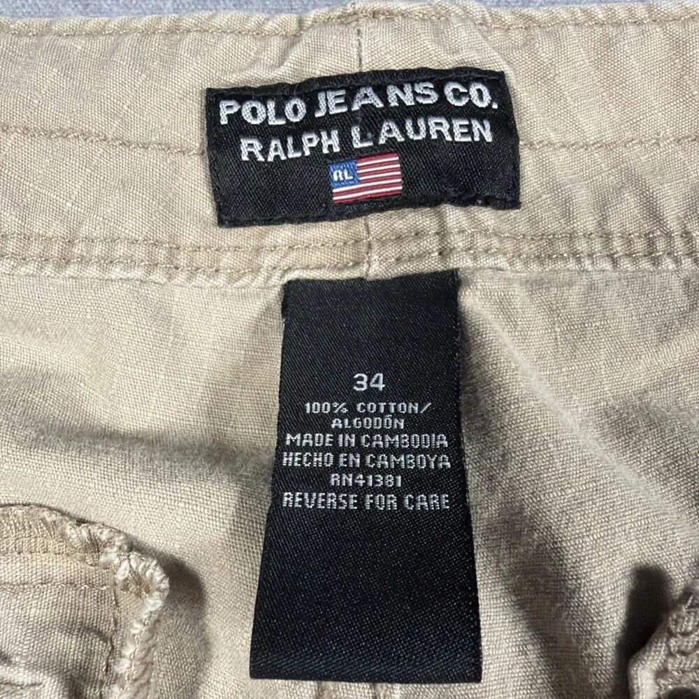 Polo Jeans Co Ralph Lauren Cargo Shorts Mens Sz 34  Military Ripstop - Picture 3 of 8